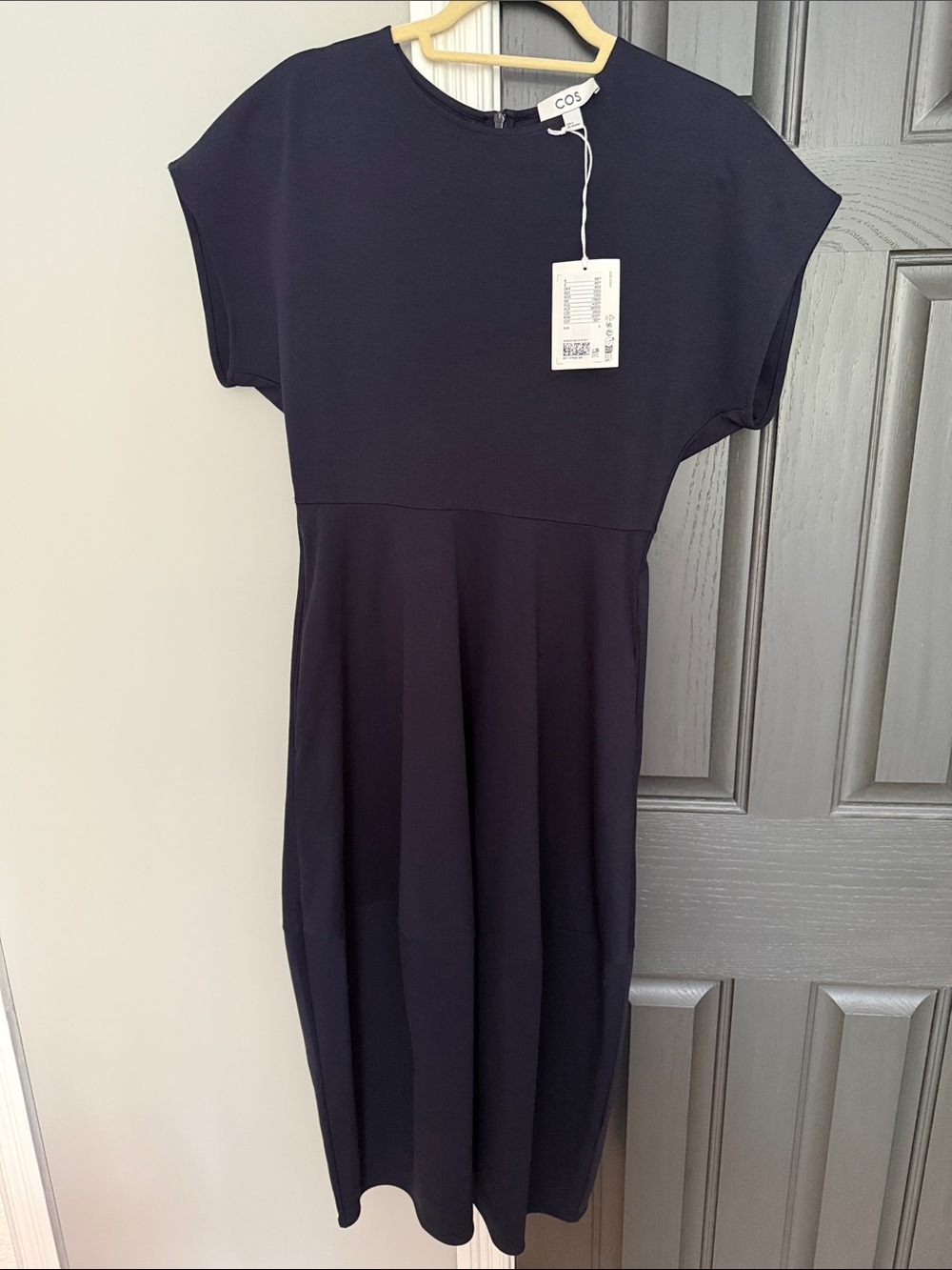 COS Navy Short-Sleeve Midi Dress